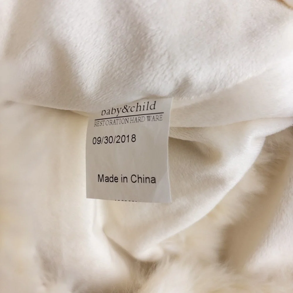 Restoration Hardware Baby Faux Fur‎ Bunting 0-6M Cream NWOT Arctic Fox Hooded